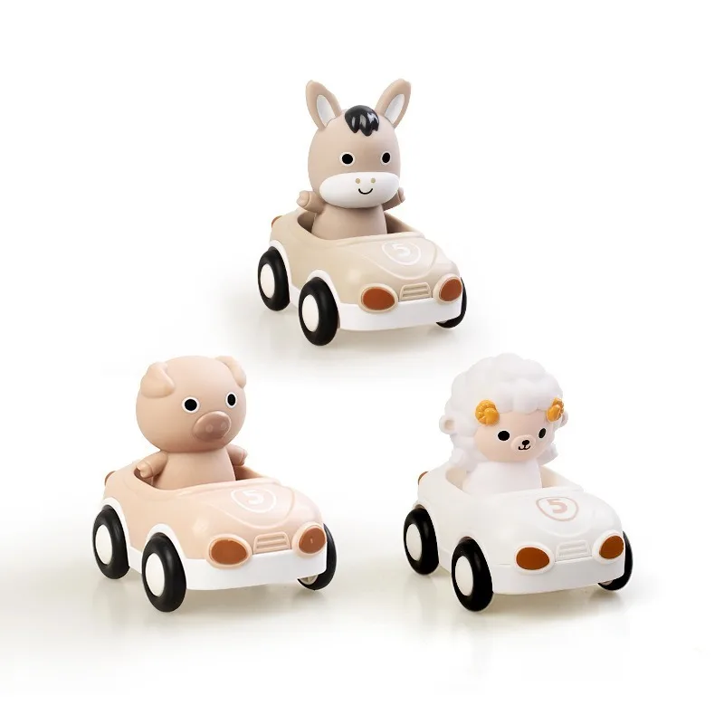 ของเล่นรถสัตว์น่ารักสำหรับเด็ก ปลอกนิ้วยางนุ่มแบบถอดได้ ของเล่นเสริมพัฒนาการเด็กเล็ก ฝึกปฏิกิริยาตอบสนอง