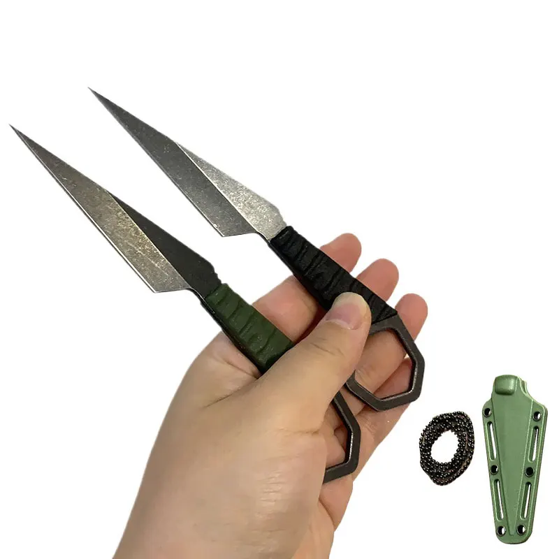 Straight Camping Neck Facas Sharp pp Glass Handle Pequena Faca de Lâmina Fixa Ferramentas Manuais com Bainha 5cr13mov Aço Inoxidável