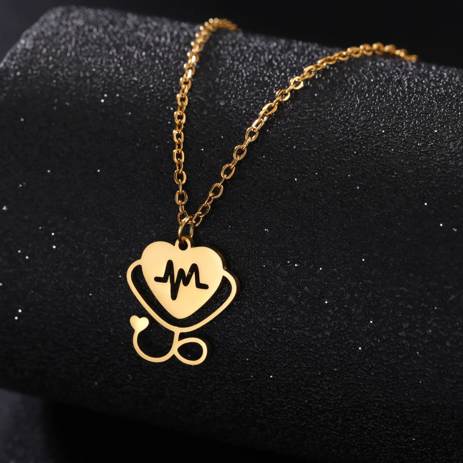 الفولاذ المقاوم للصدأ السماعة نبضات القلب الطبية ممرضة طبيب قلادة قلادة مجوهرات رائعة هدية للنساء #1