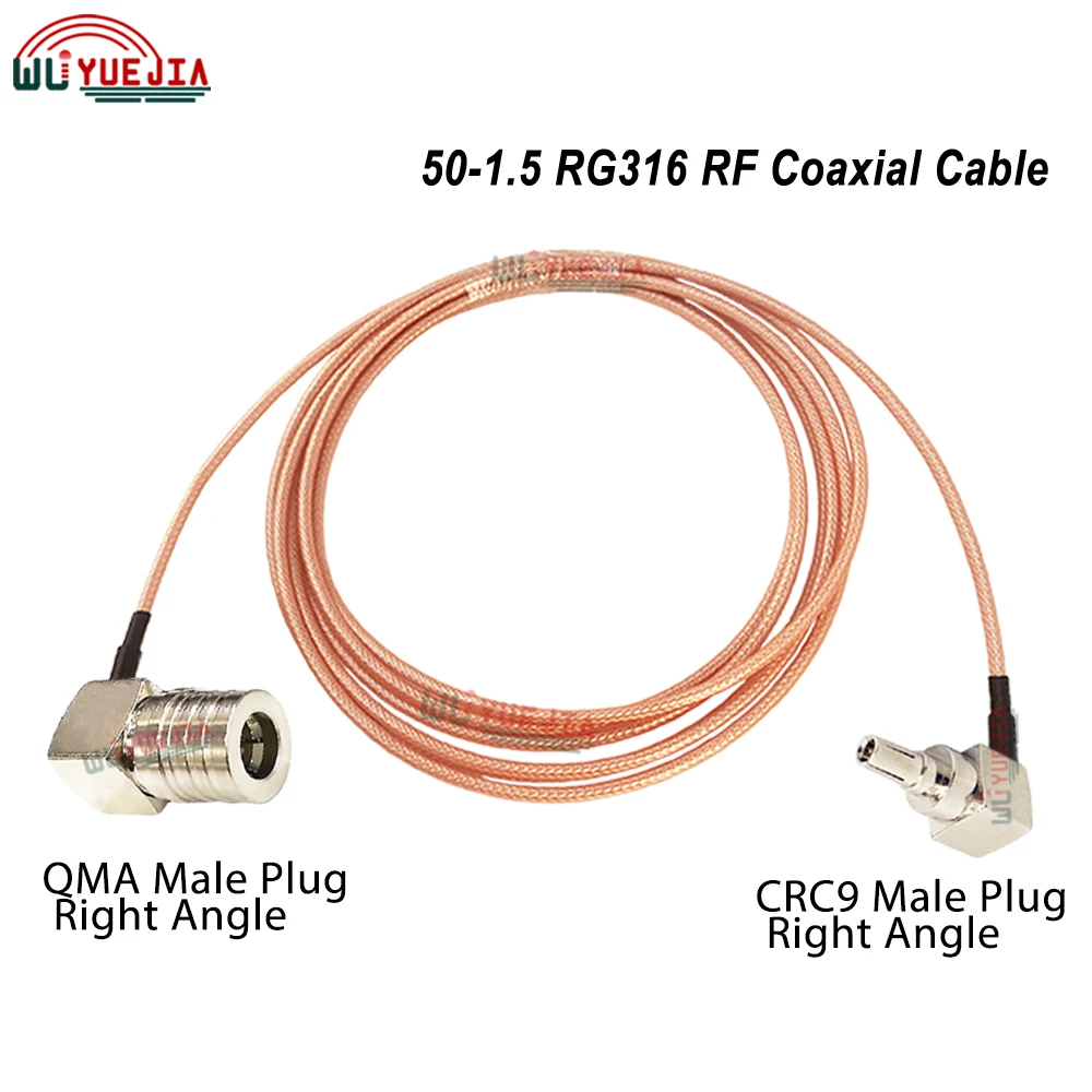 1Pcs QMA to CRC9 RG-316 RF Cable CRC9 Male Right Angle to Waterproof QMA Female / Male Plug Connector 50-1.5 RF Coaxial Cable