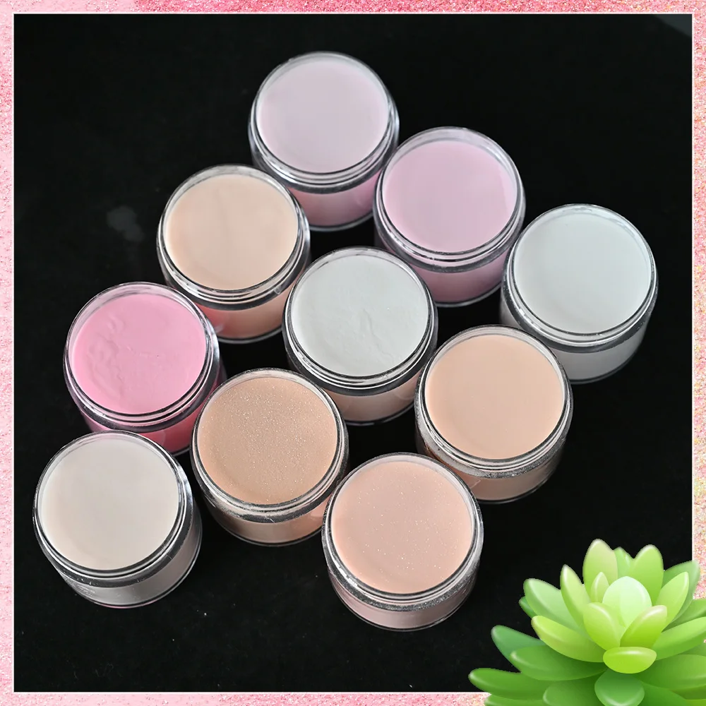 50g 2oz/Bottle Nude Acrylic Nail Powder 20 Colors White Pink Clear Extension Builder Carving Sculptured Powder Polymer Art Dust