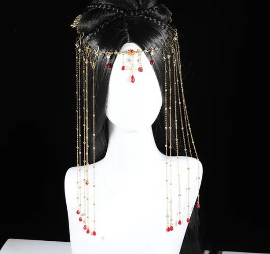 Handmade Sweet Wedding Headpiece Crystal Bridal Head Chain Tiara Hair Jewelry for Women Rhinestone Forehead Headband Accessories