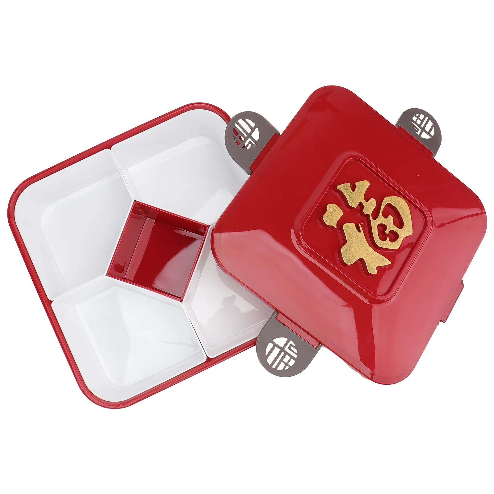 

Candy Plate Snack Tray Fruit Tray New Year Style Multi Grid Case Food Containers Lids Compact Lightweight Practical Storage