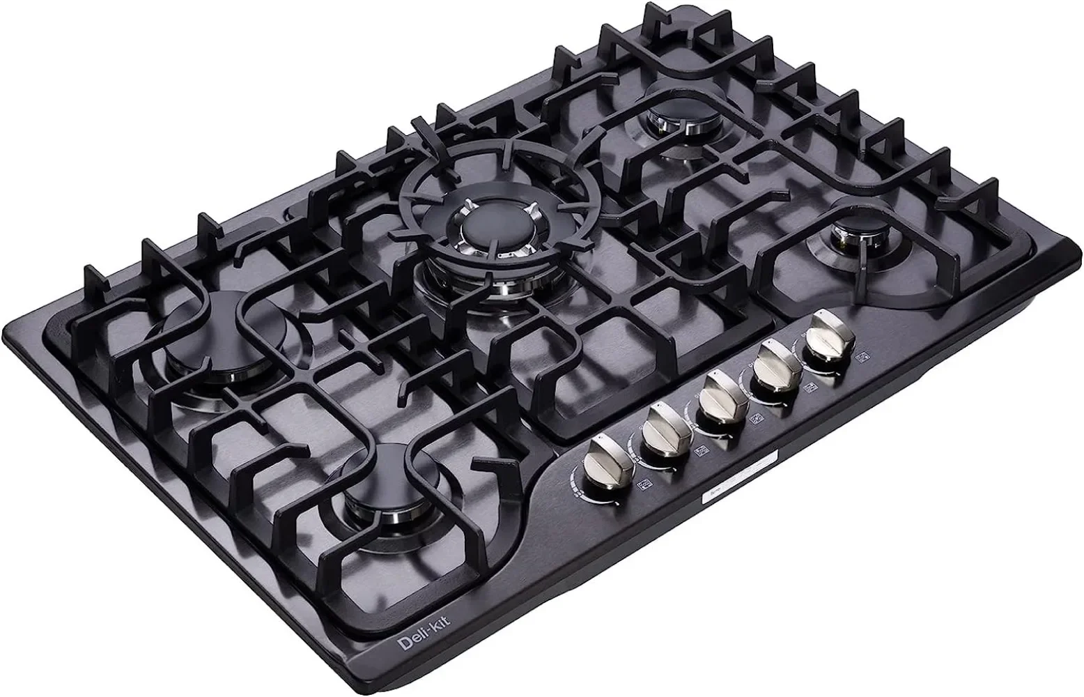 

30 Inch LPG/NG Gas Cooktop Dual Fuel 5 Sealed Brass Burner Stainless Steel Hob 110V AC pulse Ignition Stainless Steel