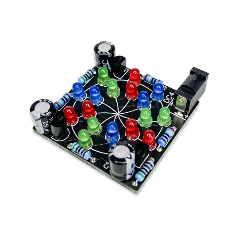 DIY Electronic Welding Production Three-Color Rotating LED Waterfall Light DIY Handmade Parent-Child Electronic Kit Training