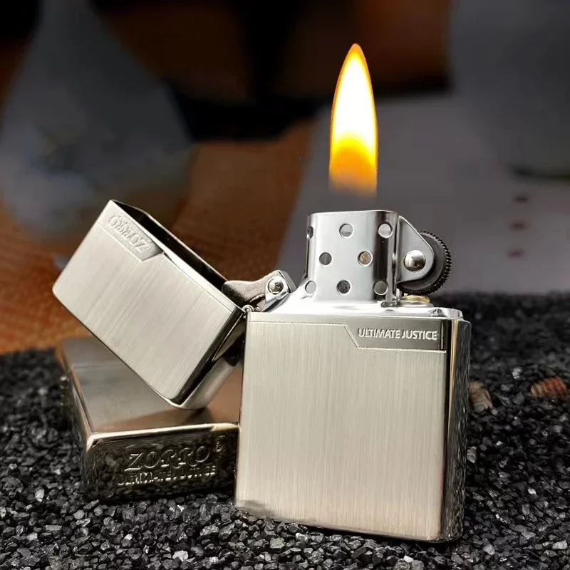 

ZoRRo Original Copper Metal Outdoor Lighter Plate Gold Brushed Pure Copper Windproof Kerosene Lighter Narrow Machine Men's Cool