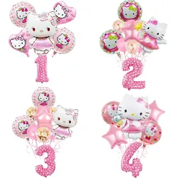 Hello Kitty Pink Foil Balloon Set Girl Birthday Party Decorations KT Cat gonfiabile Helium Globos Baby Shower forniture per feste fai da te