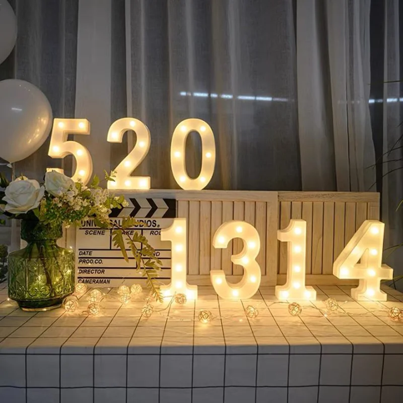 Luxury Alphabet Letter LED Lights Luminous Number Lamp  Battery Night Light for Home Wedding Birthday Christmas Party Decoration