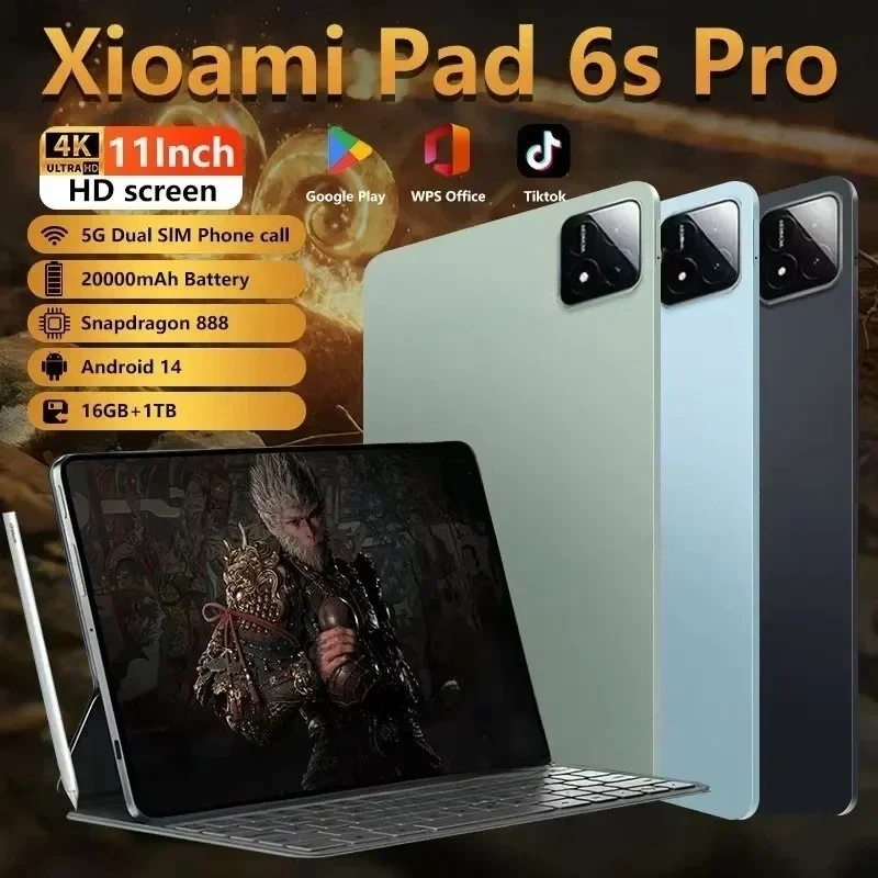 

2024 глобальная версия, оригинальный планшет Xioami Pad 6S Pro, 11 дюймов, HD 4K, Android 14, 16 ГБ + 1 Т, 20000 мАч, 5G, Dual SIM, Wi-Fi, GPS, планшетный ПК