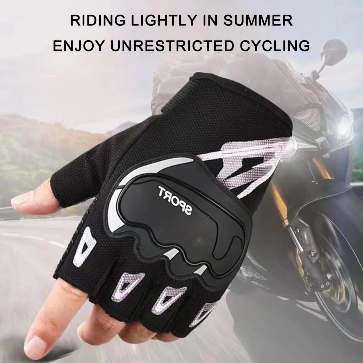 Sommer-Fahrradhandschuhe, atmungsaktiv, rutschfest, Halbfinger-Handschuhe für Fitness, taktische Handschuhe, Unisex, Outdoor-Motorrad-Reithandschuhe