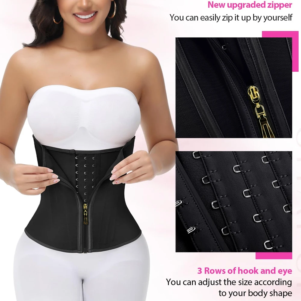 1 Stück Taillentrainer für Frauen Bauchkontrolle Workout Taillenkorsett Shapewear Postpartum Körperformer mit Reißverschluss und Haken – Detail 8