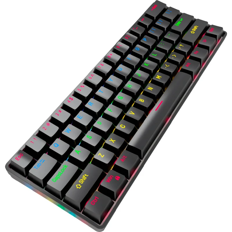Customizable RGB Blue Switch Wired Illuminated Hot-Swappable Split Mechanical Keyboard 61 Keys Waterproof Metal USB 2.0 Gaming