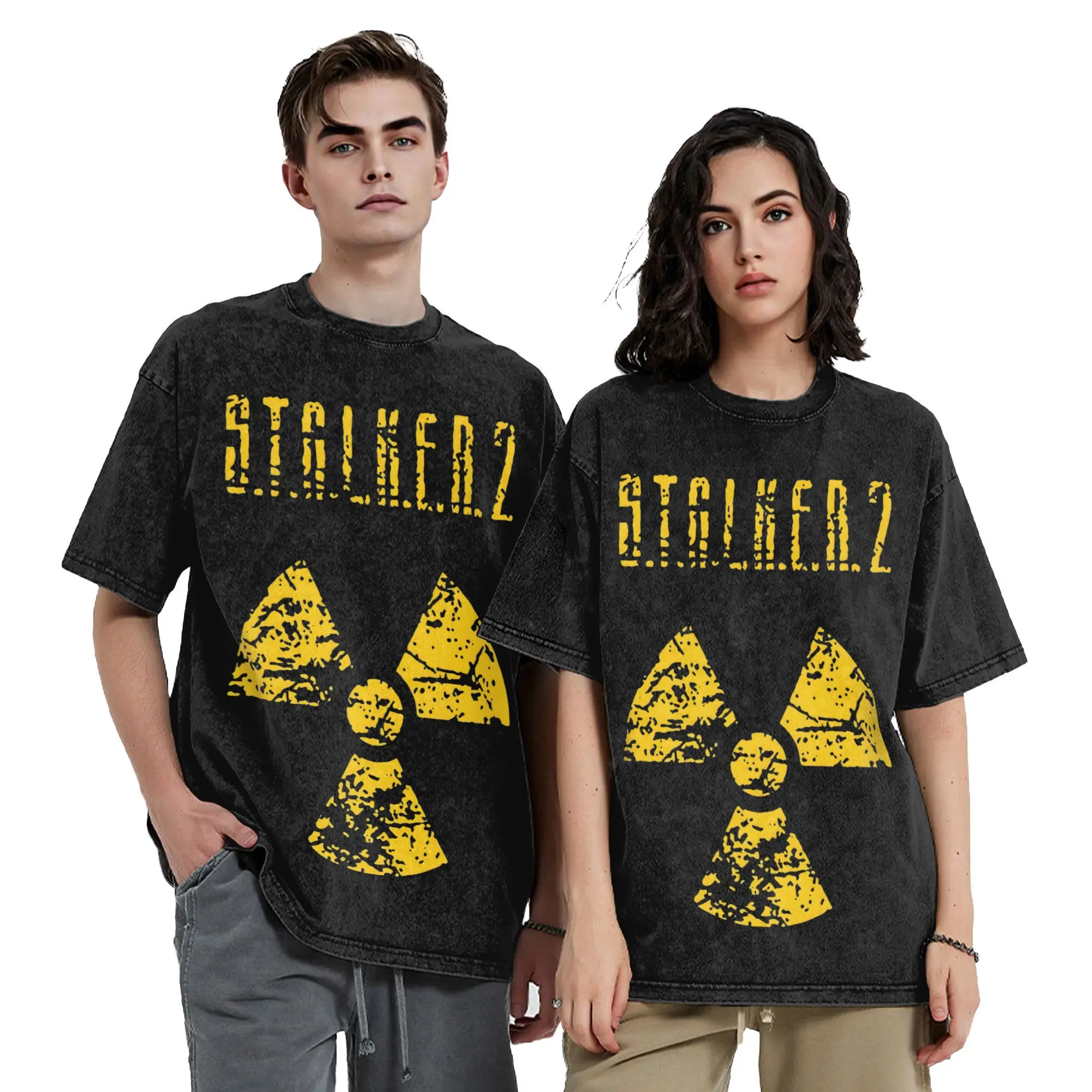 

Retro Burst Your Bubble Vintage Washed T Shirt For Men Women Cotton Short Sleeve Stalker 2 Round Neck Summer Tops