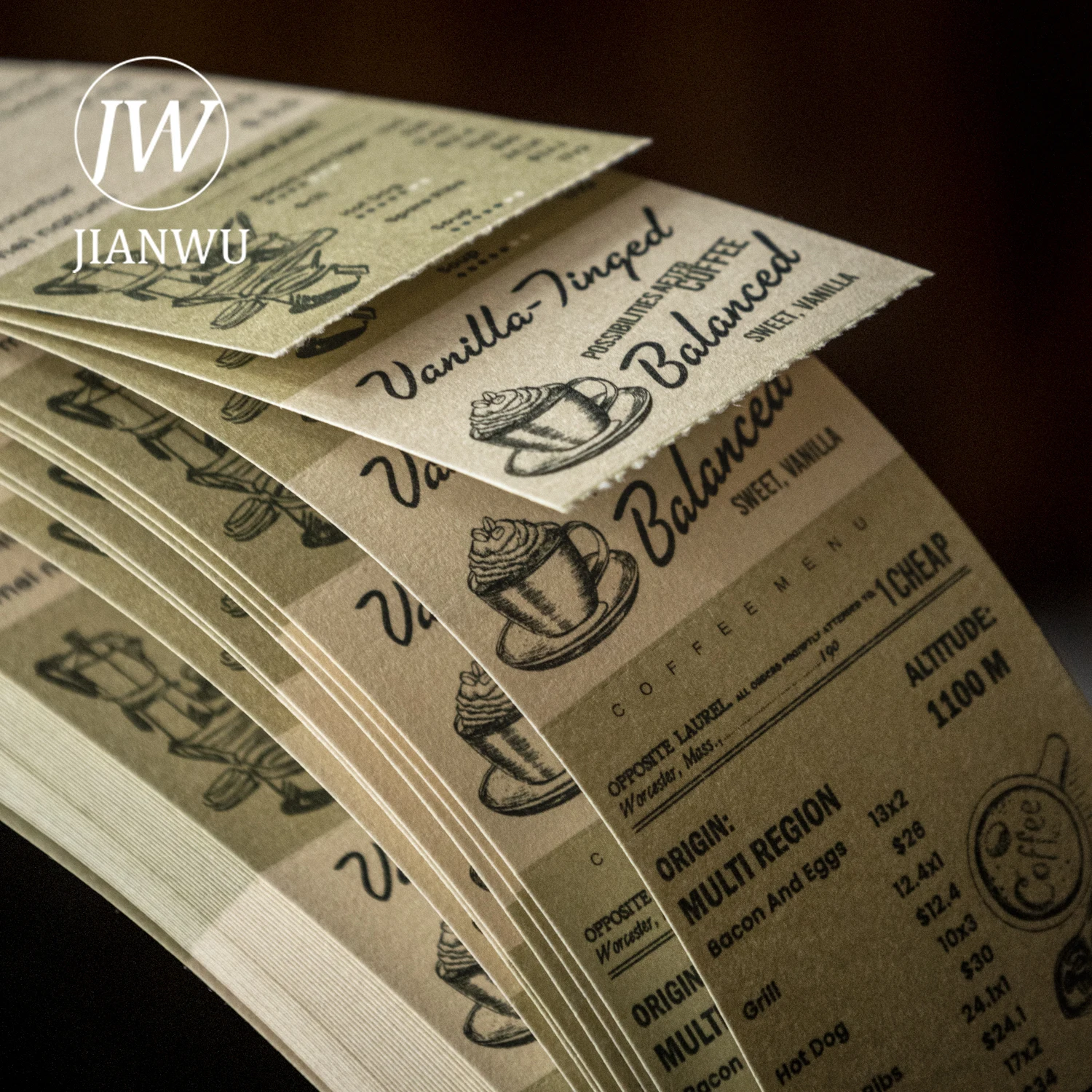 JIANWU 컵 오브 커피 이즈 무드 시리즈 빈티지 영어 라벨 풍경 소재 콜라주 메모 패드 창의적인 정크 저널 문구류