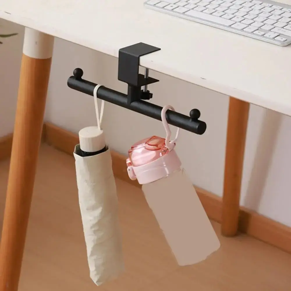 Adjustable Desk Mount Hook Rounded Corner Strong Load-bearing Under-desk Headphone Rack Carbon Steel Easy To Install