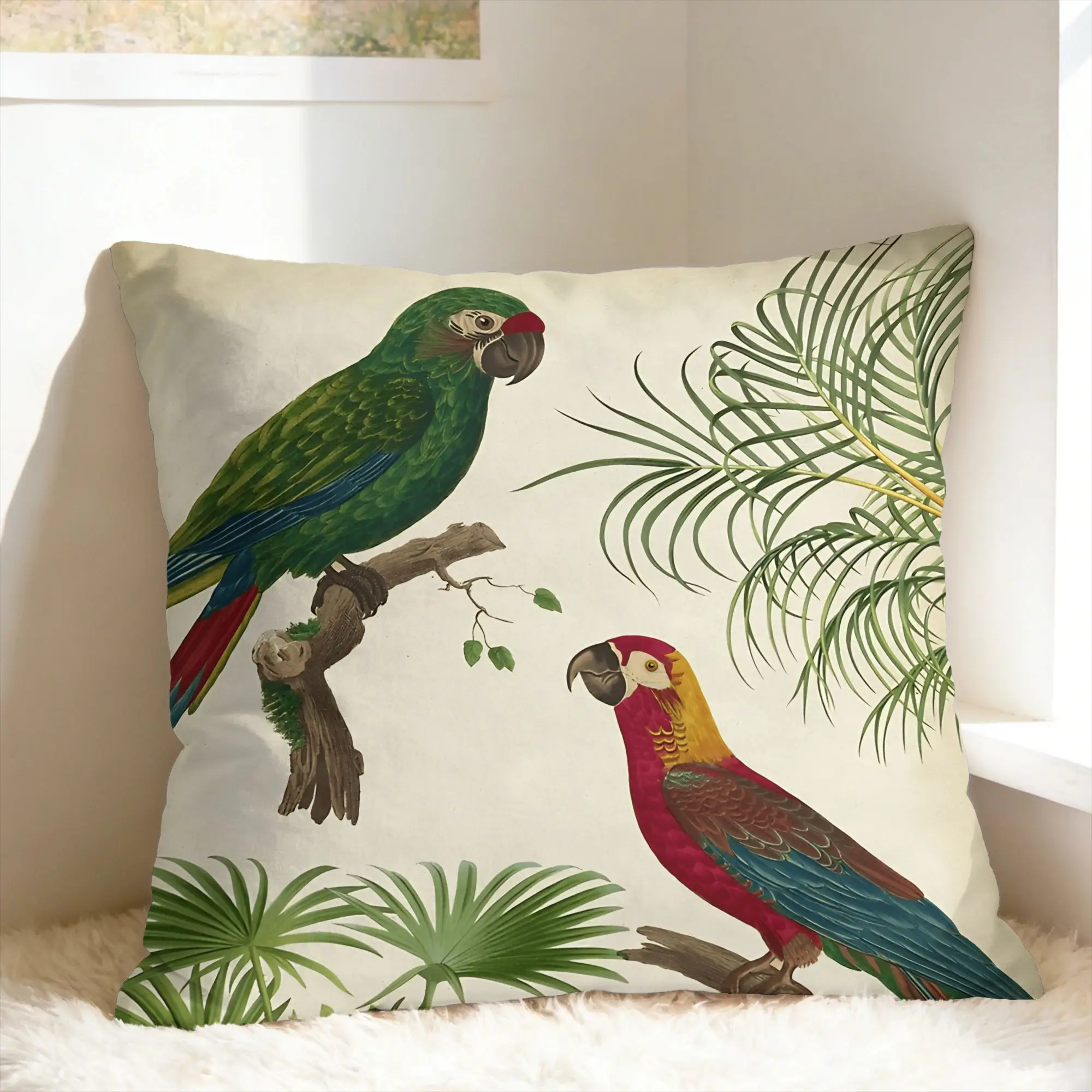 Tropical Parrot Palm Pillow Cover  Soft Cushion Cover Fashion Pillow Case For Chair Sofa Home Decor