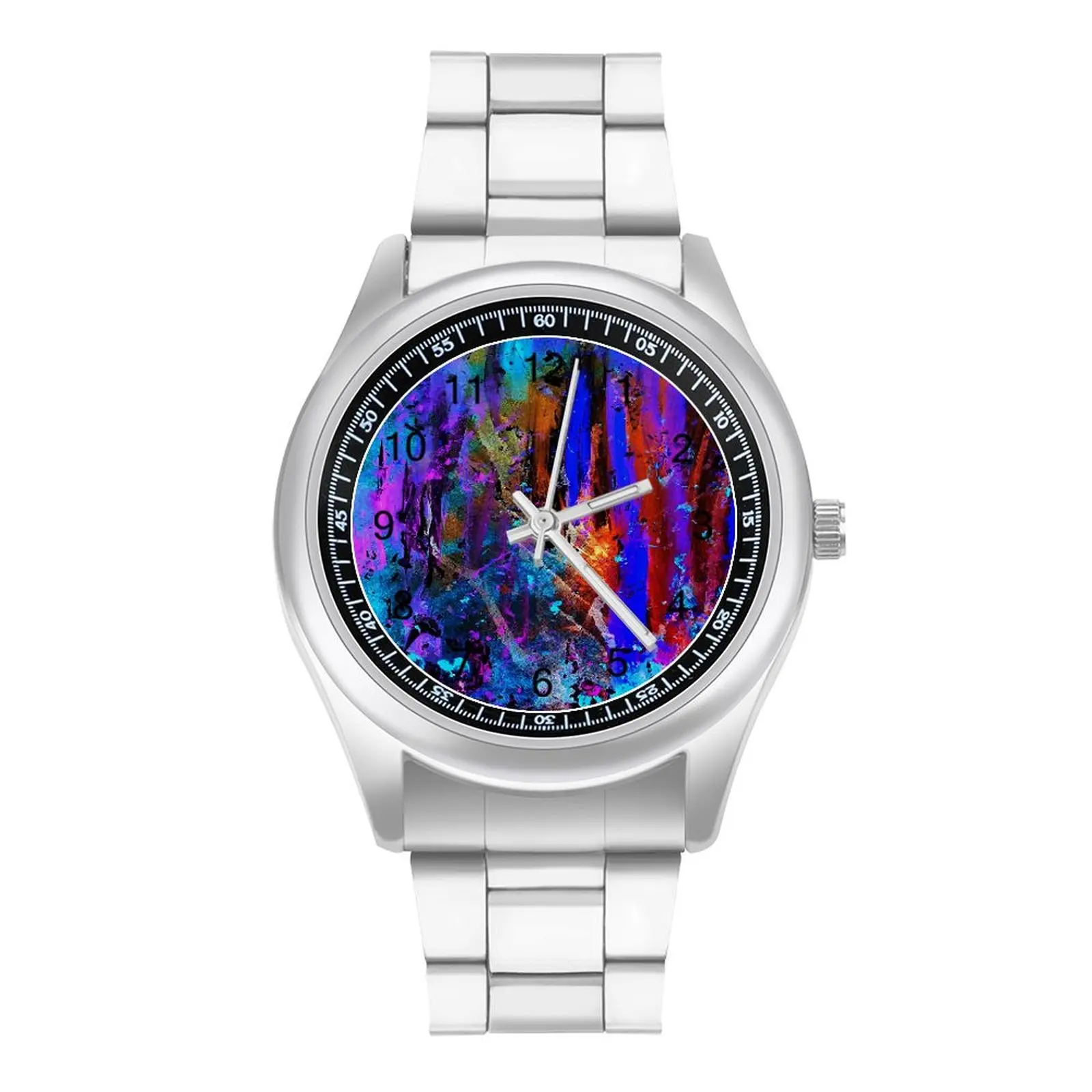 Rainbow Splatter Art Quartz Watch Colorful Splashes Cheap Cool Wrist Watches Stainless Boys Business Photo Wristwatch