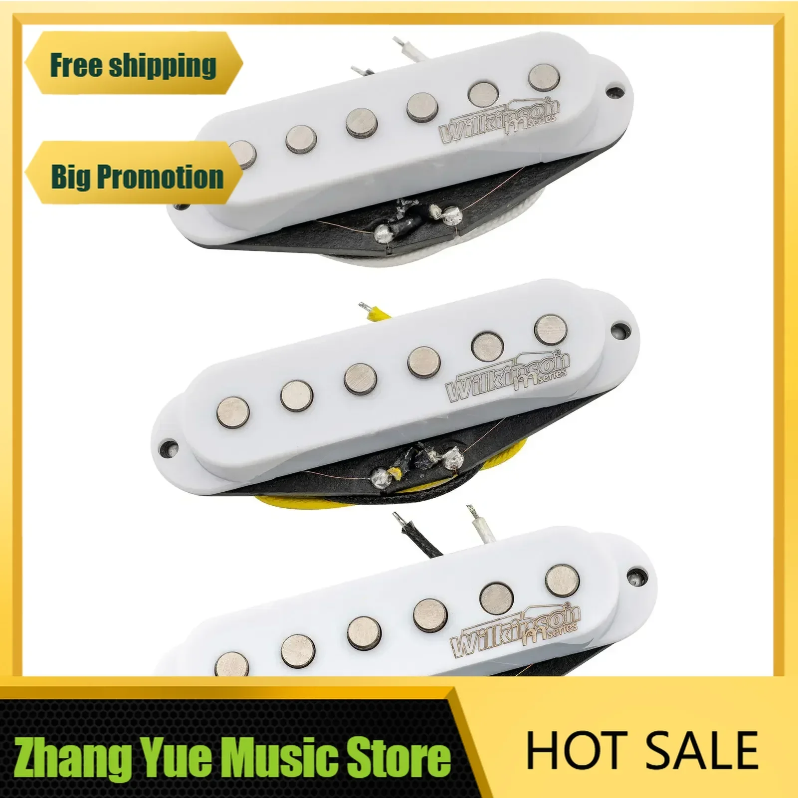 Q-X Music Store-Wilkinson M Series White High Output Alnico 5 Guitar ST Single Coil Pickups Set