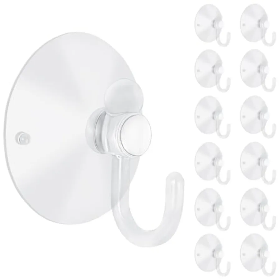 

200 Pieces Large Suction Cups with Hooks 2 Inch Clear Plastic Sucker Hooks for Glass Window Wall Festivals Parties Theme Carniv