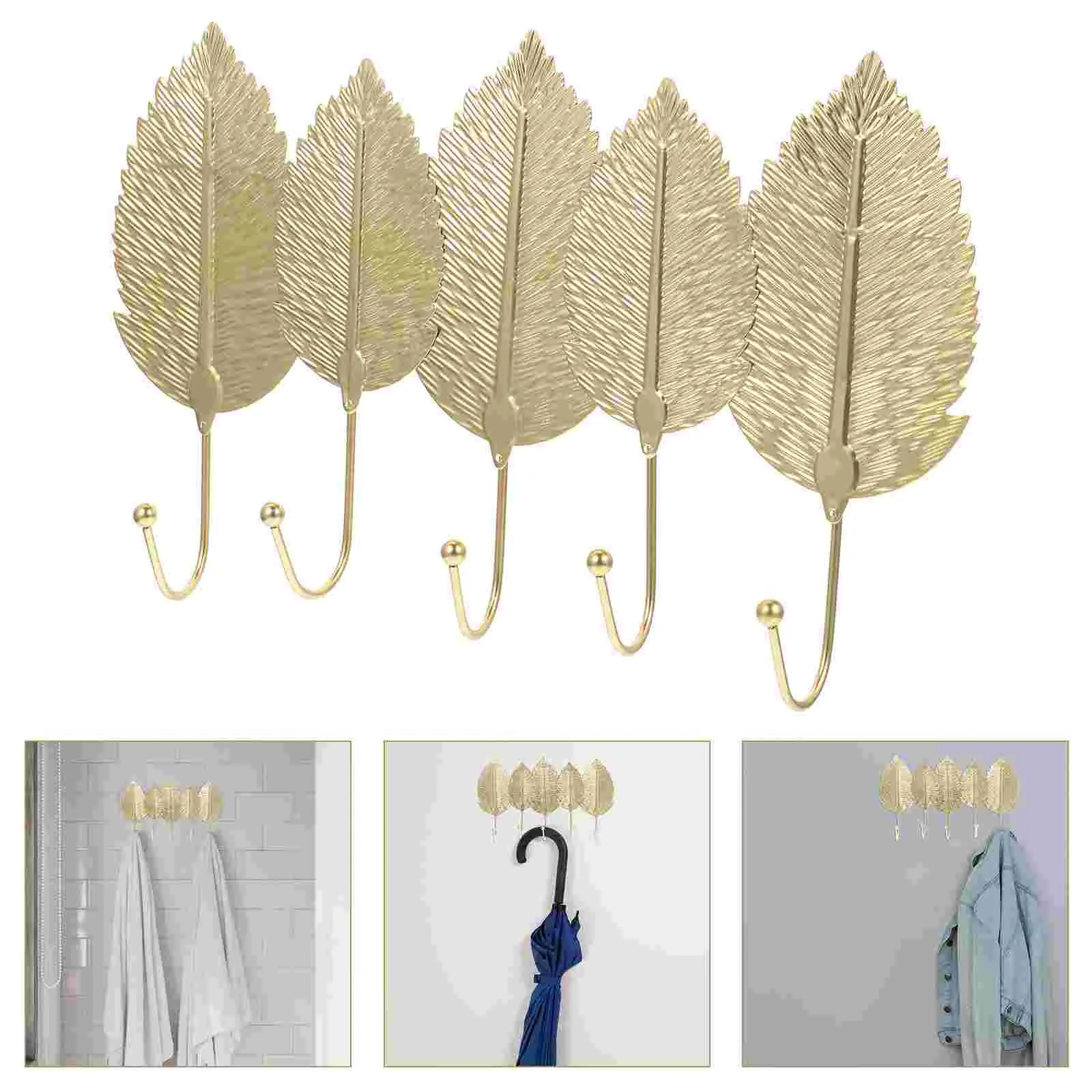 

Four Leaf Hooks Coat Wall Mounted Gold for Hanging Keys Coats Hat Hanger Clothes Home Supplies Living Room