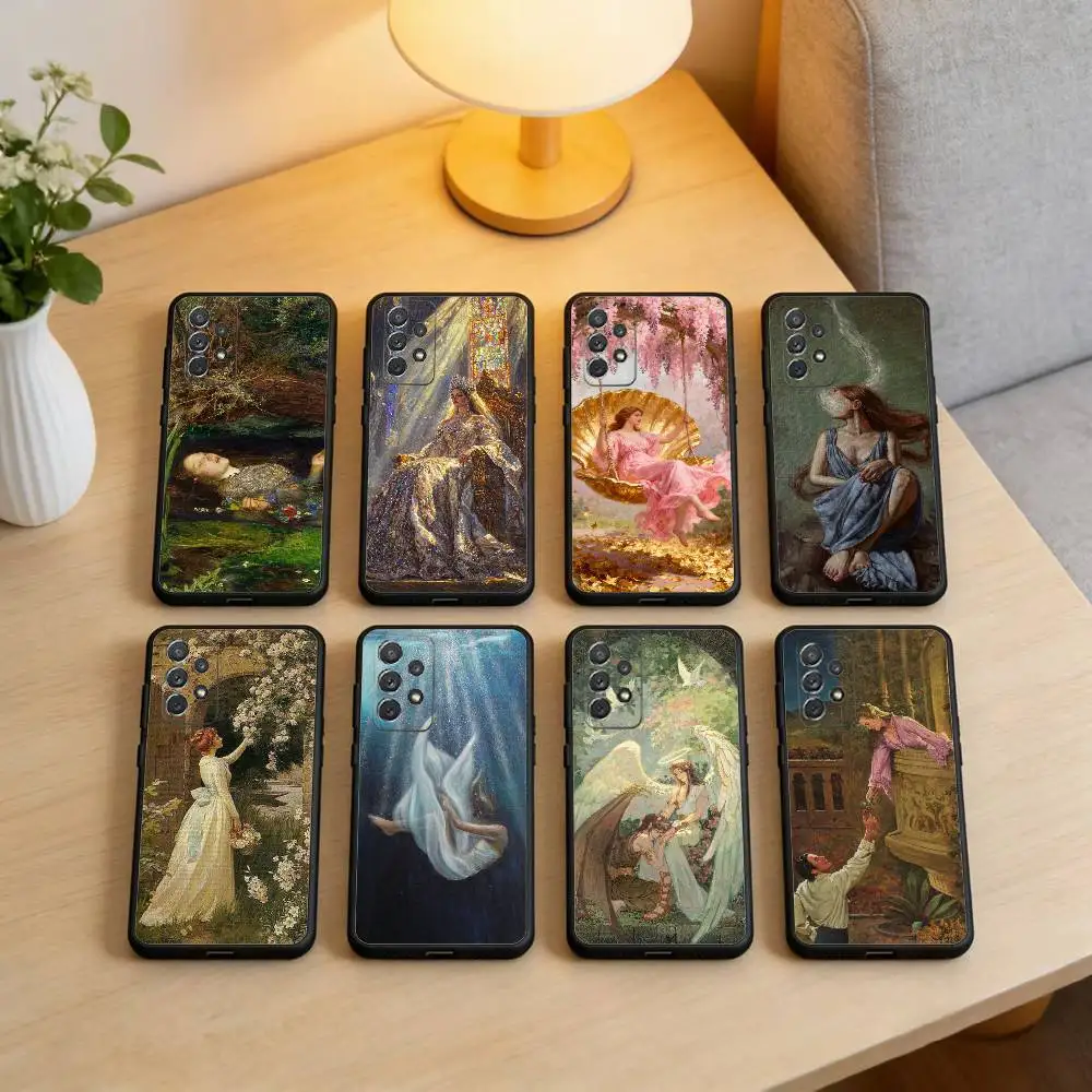 

R-Renaissance Art P-Painting Phone Case For Samsung Galaxy A73,A72,A71,A70,A53,A52,A51,Soft Silicone Black Cover