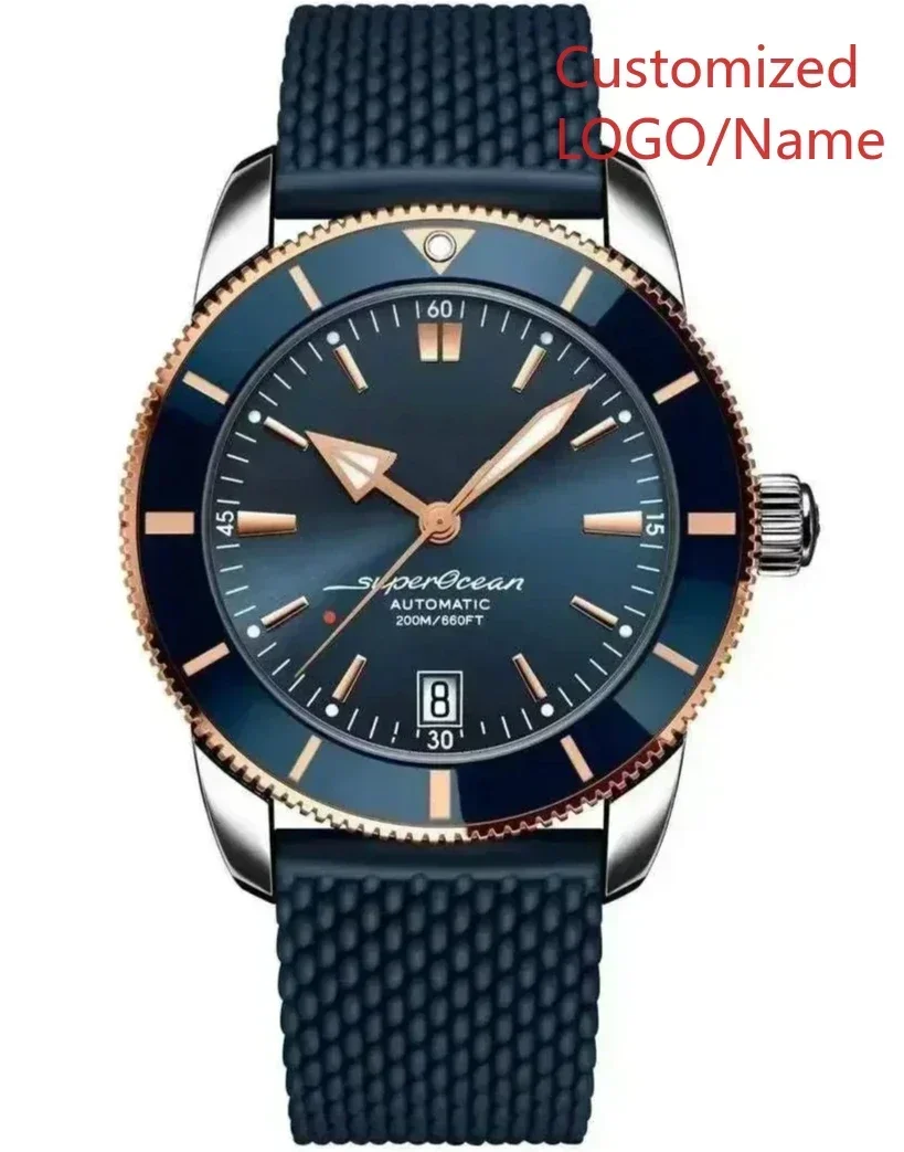 

Wholesale watch Customized Watch Mens Automatic Mechanical Watch Superocean Black Blue Rubber Rose Gold Sport Watches Ceramic