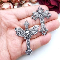 4Pcs 54*41mm Zinc Alloy Large Cross Moth Charms Pendant Designer Charms Fit Jewelry Making DIY Jewelry Findings