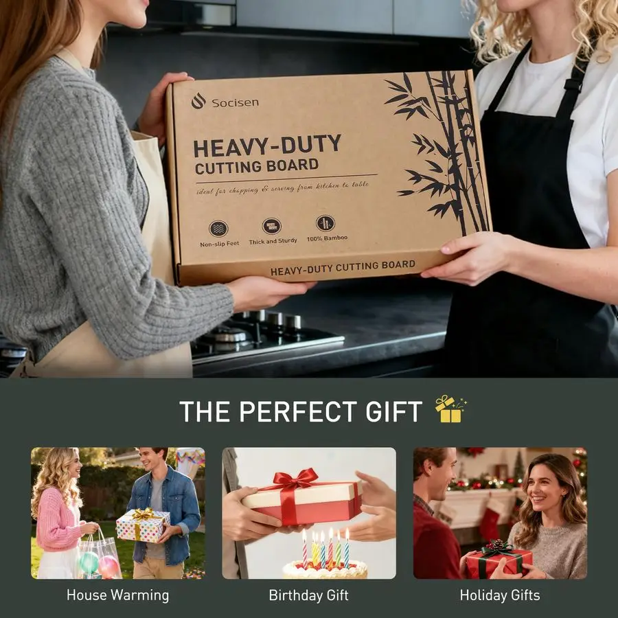 เขียงไม้ไผ่กันลื่น ทนทาน ใช้ได้กับอ่างล้างจาน เขียงไม้สำหรับครัว เขียงขนาดใหญ่พิเศษ