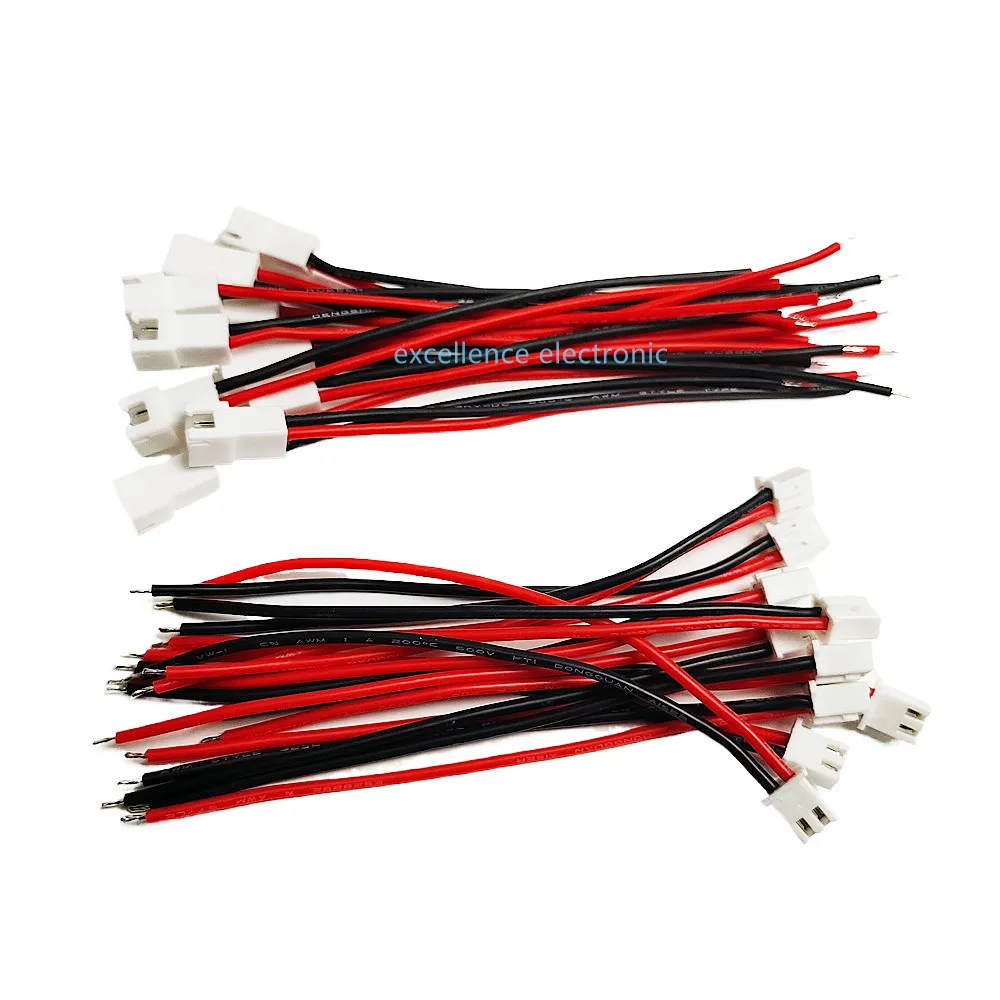 

10Pairs JST XH 2.54mm 2PIN Soft silicon 22AWG Wire XH2.54 Female Male Connecting Plug Connector for Tiny Drone Battery Terminal