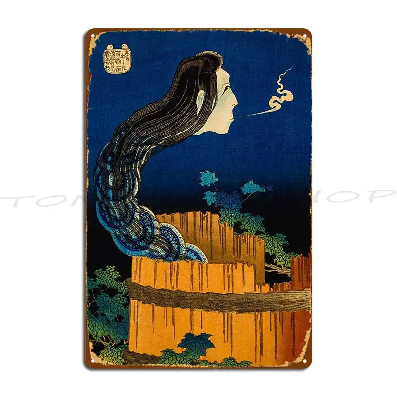 Ghost God Hiroshige Japanese Retro Art Hokusai Ukiyo E Metal Sign Retro Designing Plates Club Print Tin Sign Poster