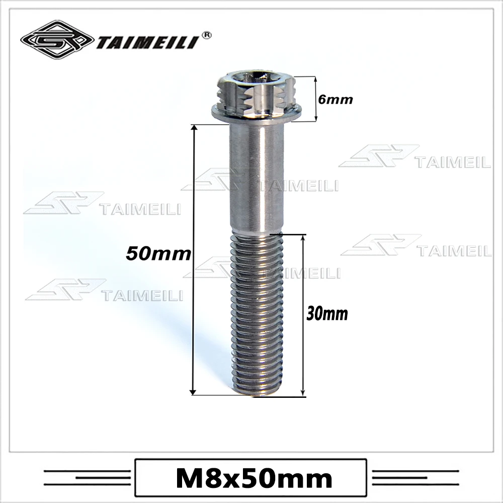 TAIMEILI Titanium screw, torx head flange screw, m8x15/20/25/30/35/40/45/50--90mm thread pitch, 1.25 motorcycle screw