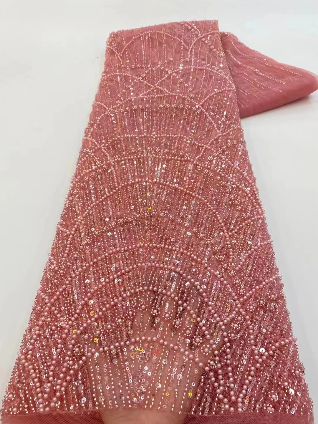 2024 Fashion Elegant French Mesh Rope Embroidery Sequins Lace Fabric African Nigerian Lace Fabric For Wedding Dress
