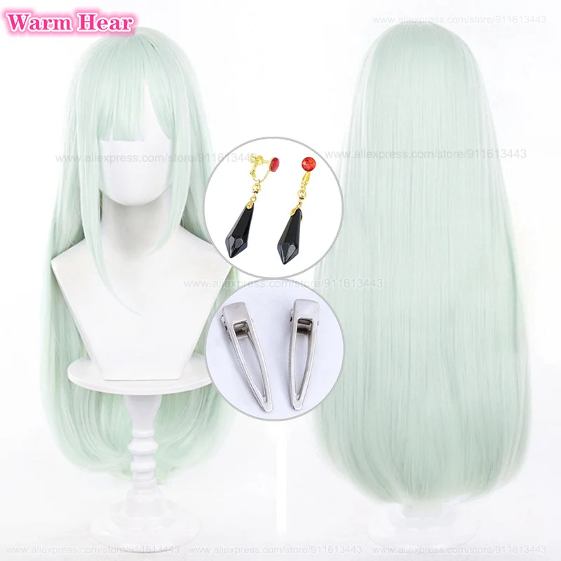 Anime Mutsumi Wakaba Synthetic 75cm Light Mint Green Long Straight Hair Cosplay Anime Wig Heat Resistant Hair Halloween Wigs