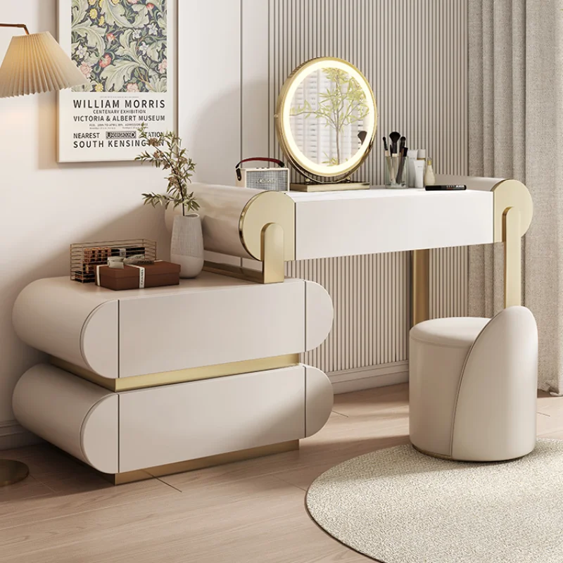 Luxury Wooden Dresser With Drawer Nordic Makeup Mirrors Dressing Table Cabinet Modern Coiffeuse De Chambre Room Furniture