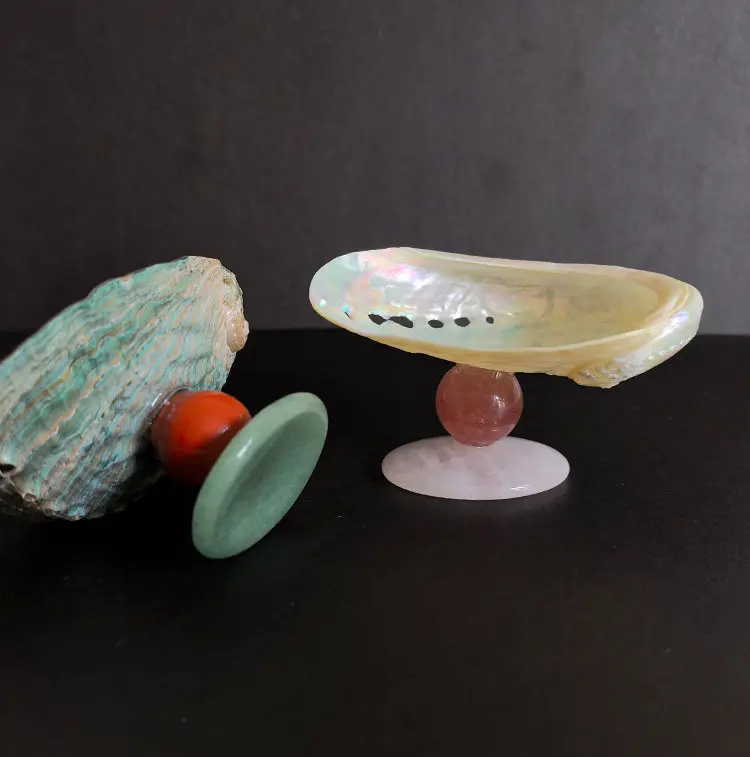 Ins‑Style Natural Abalone Shell Footed Tray, Cocktail Cup Jewelry Storage Dish, Decorative Fruit Platter, Photo Prop & Birthda