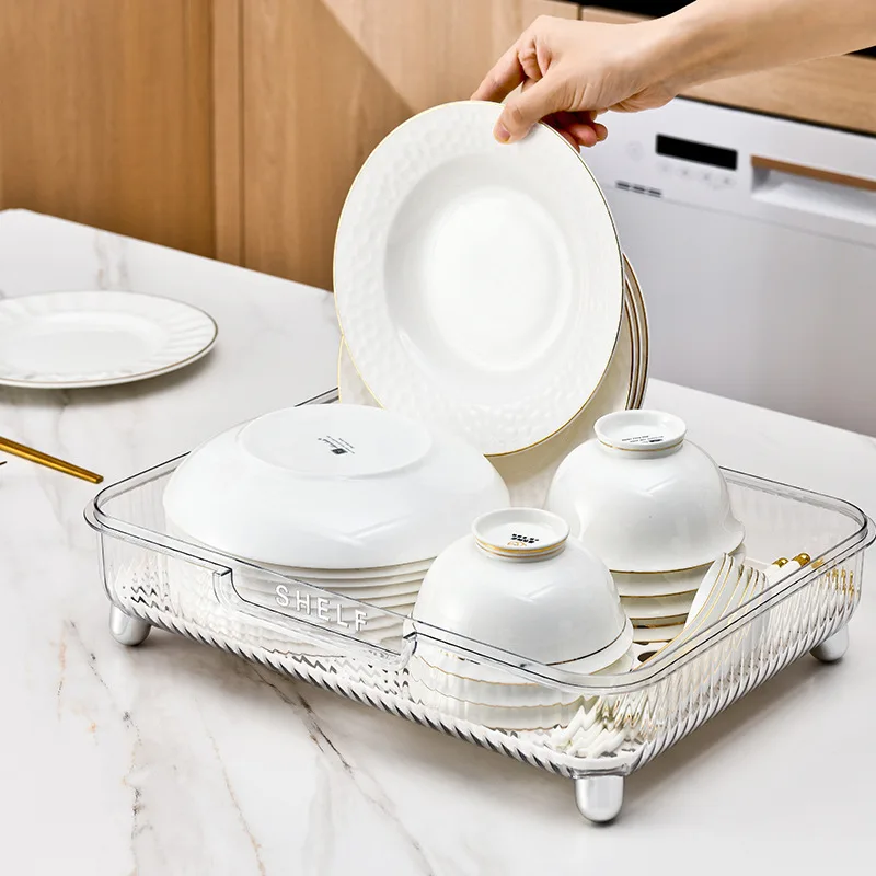 

Household light luxury drain cup holder, tabletop tea table cup, drain storage rack, kitchen bowl plate, shelf tea tray