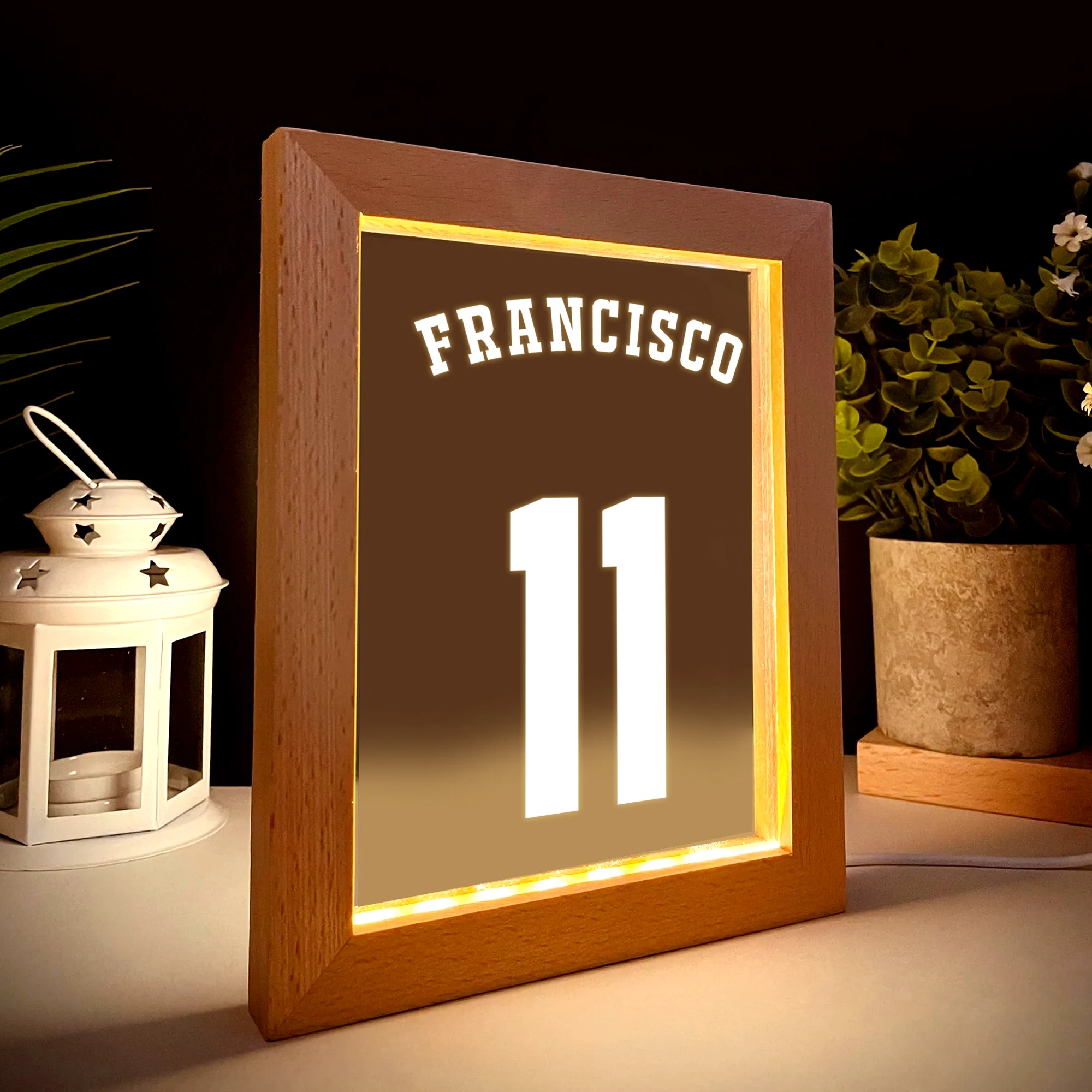 パーソナライズされたスポーツ名番号 LED ナイトビューフォトフレームカスタムギフト家族リビングルームベッドルームダイニングルーム家の装飾