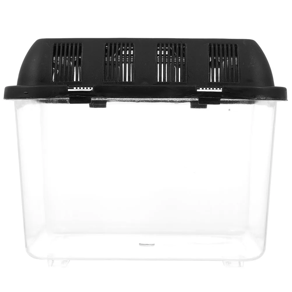 

Reptile Breeding Box Black Plastic Turtle Transport Durable Lightweight Ventilation Hole Feeding Cage Storage Container Anti