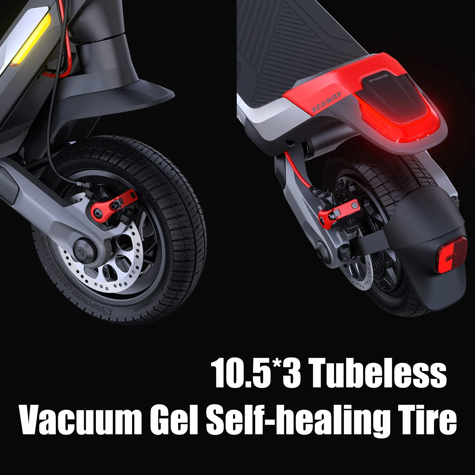 Original Front Wheel Assembly For Segway Ninebot P100S Electric Scooter 10.5*3 Tubeless Vacuum Gel Trie