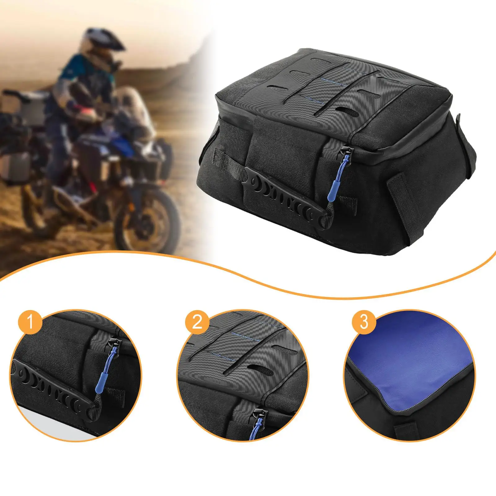 Motorcycle Tail Bag Water Resistant for R1300GS Zipper Closure Oxford Fabric