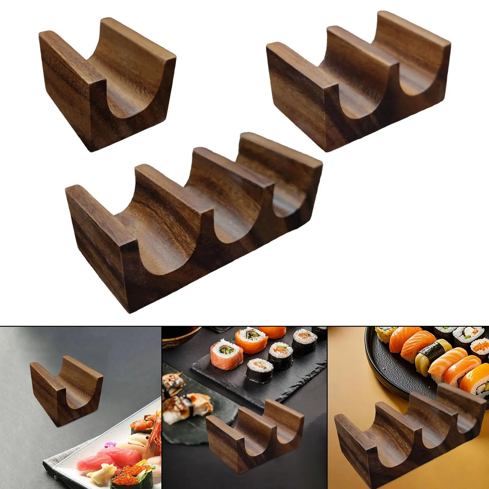 Wooden Tacos Holder Stand Sushi Hand Roll Holder Stand for Counter Wedding