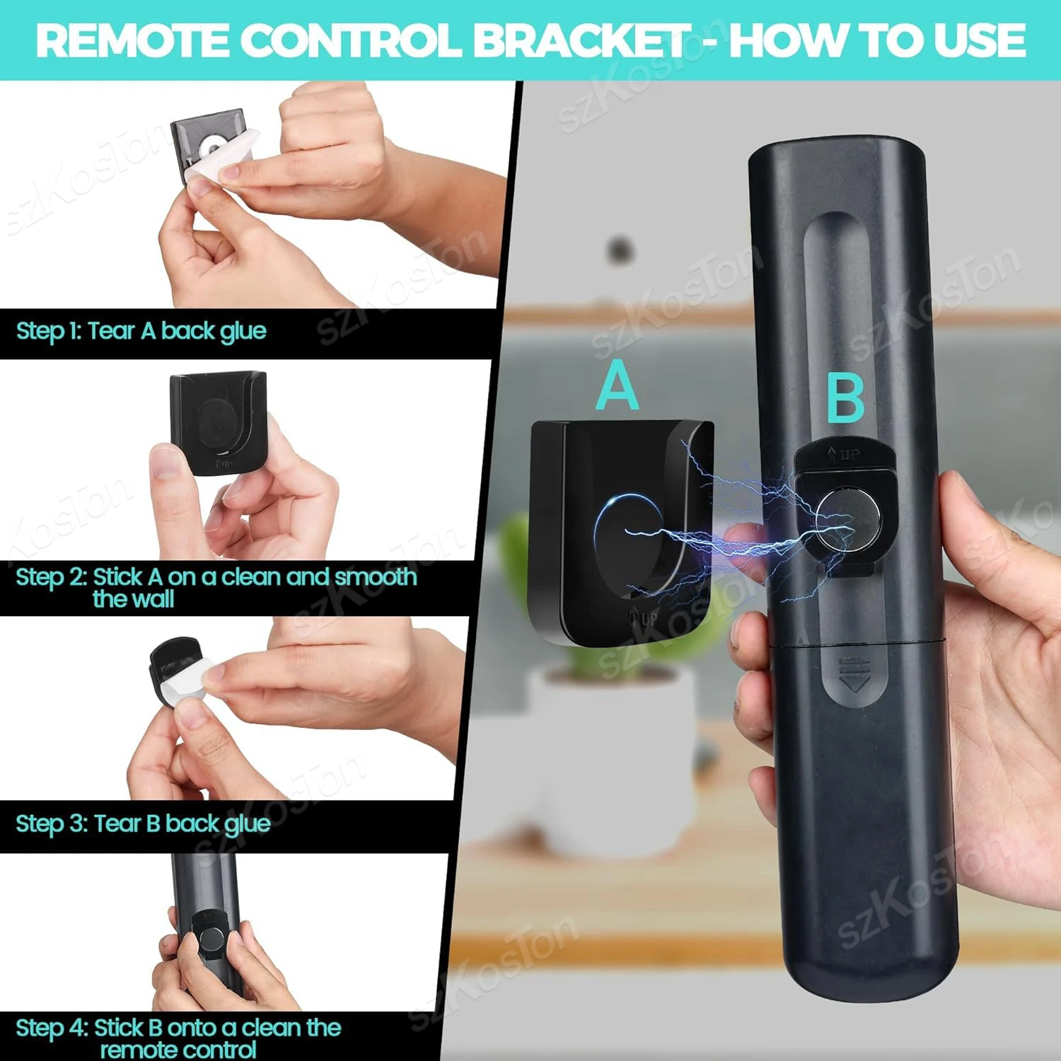 Magnetic Remote Control Holder Wall Mount Self Adhesive Suitable for TV Backside, Bedside Air, TVs Remote Wall Mount Stand