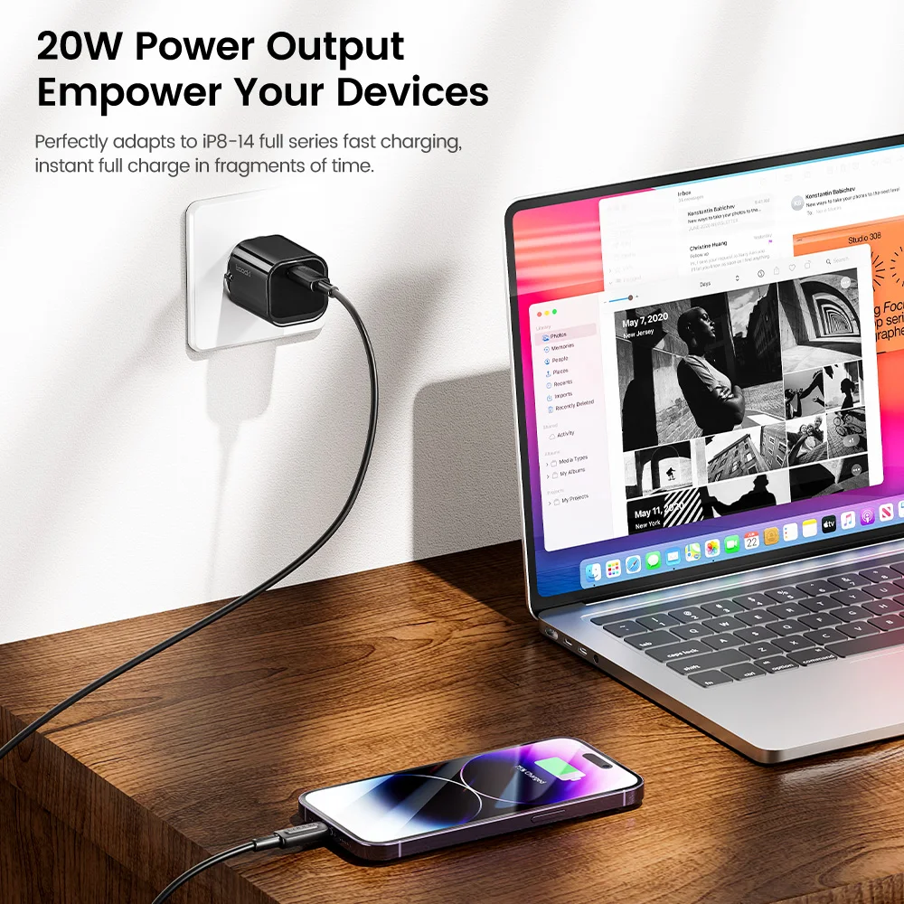 Toocki 20W Type C GaN chargeur PD QC 3.0 Charge rapide USB Type C chargeur de téléphone pour iPhone 15 14 13 12 11 Pro Max iPad Charge