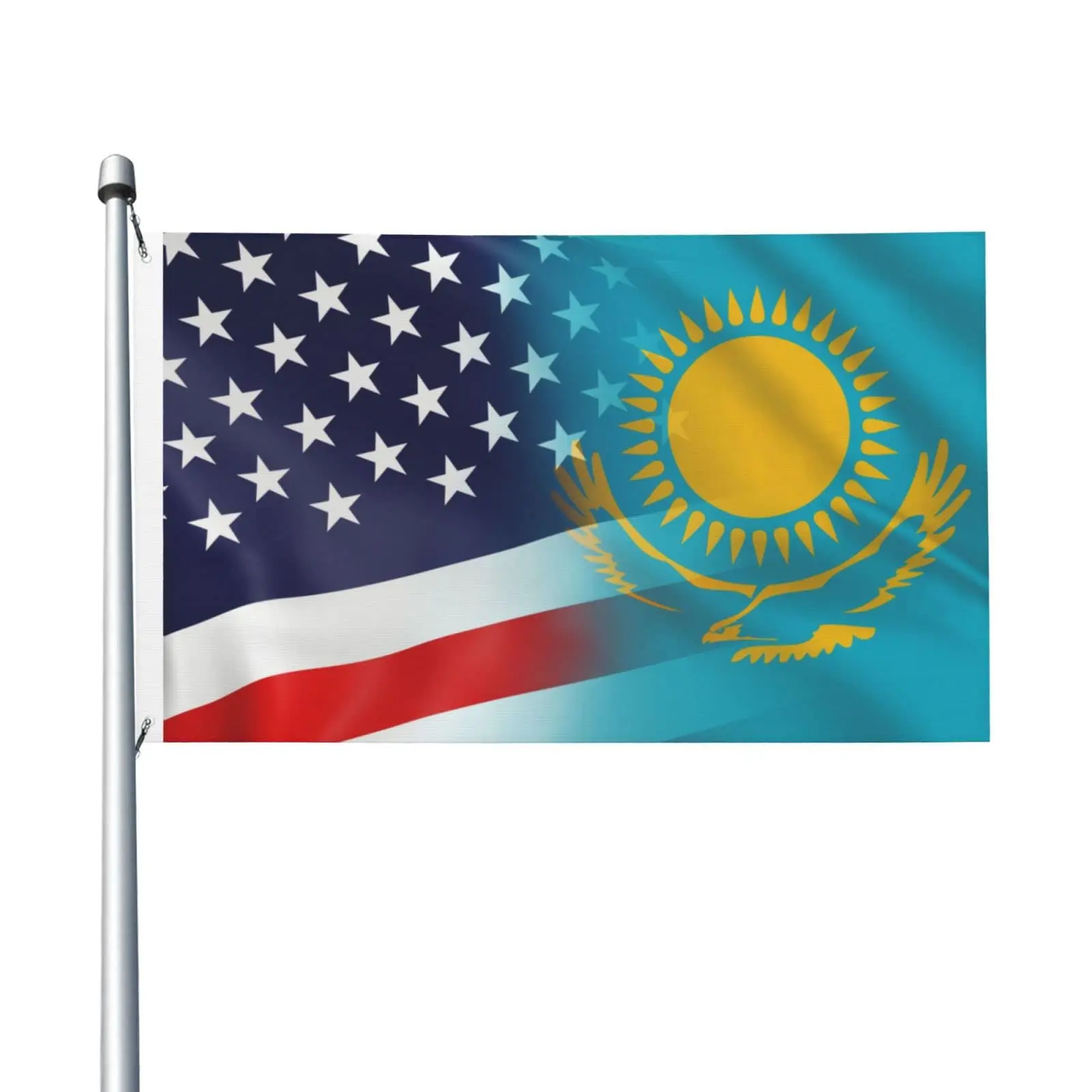 Directly Delivery 100% Polyester Kazakhstan And USA Flag