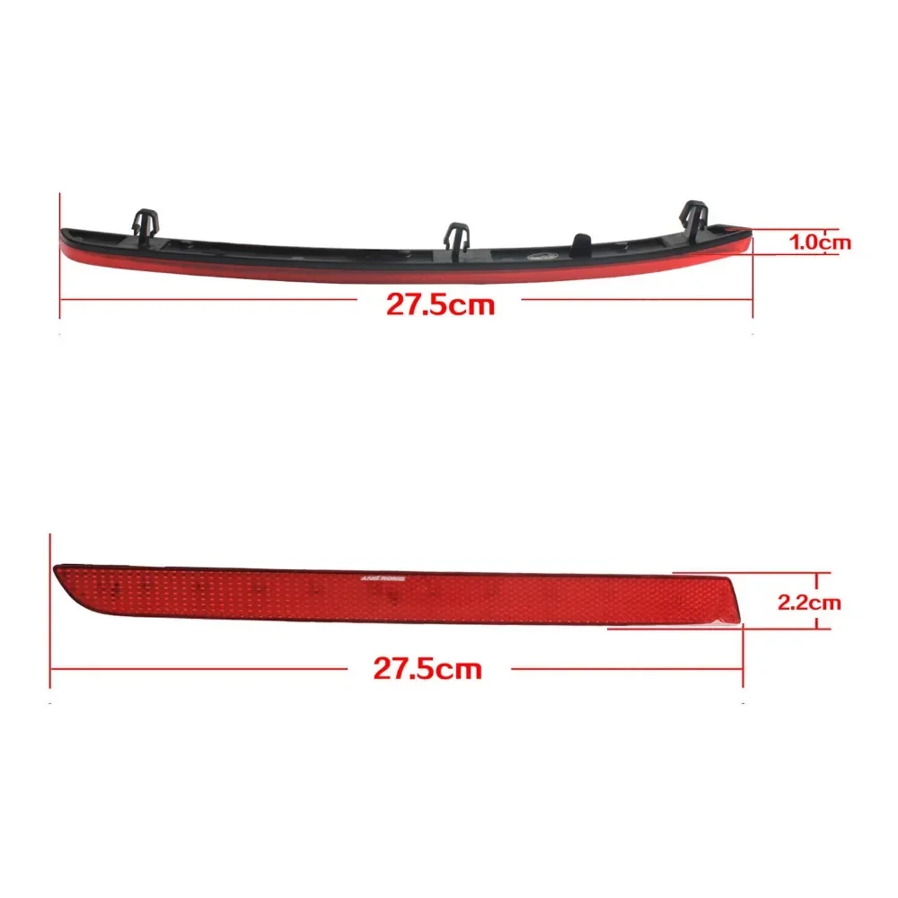 2x 275mm Red Lens Cover Body Part Rear Bumper Reflector For VW T5 T5.1 Transporter V Multivan Caravelle Facelifted 2012+