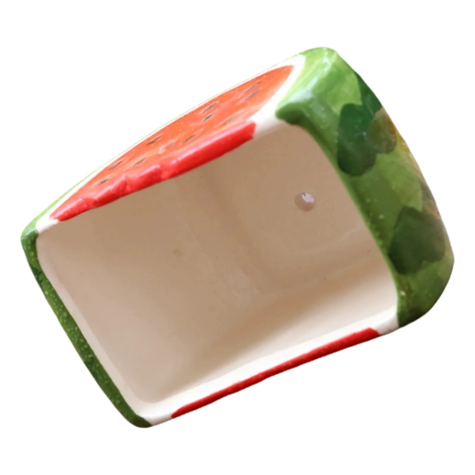 Ceramic Watermelon Planter Small Decorative Succulent Pot Smooth Glaze Indoor Flowerpot for Cactus Shelf Windowsill