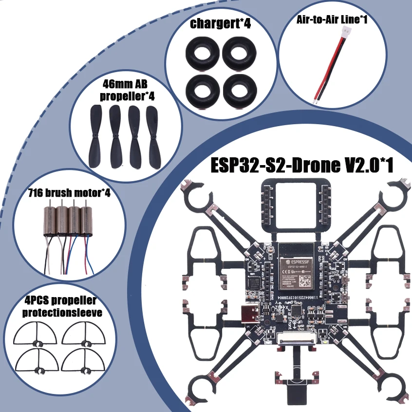 

BCUBE ESP32-Drone V2.0 Квадрокоптер с открытым исходным кодом ESP-Drone Модель дрона Wi-Fi Пульт дистанционного управления Crazyflie