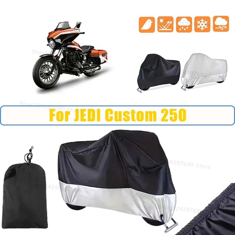 210D Oxford Motorcycle Cover Waterproof All Season UV Protection For JEDI Custom 250 Anti-Tear Windproof Motorbike Cover