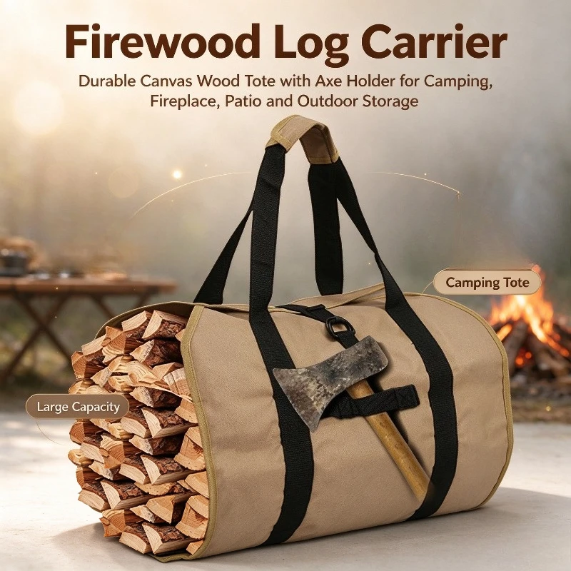 1PC Waterproof Firewood Log Carrier Portable Handbag Outdoor Wood Carrying Bag For Firewood Collection