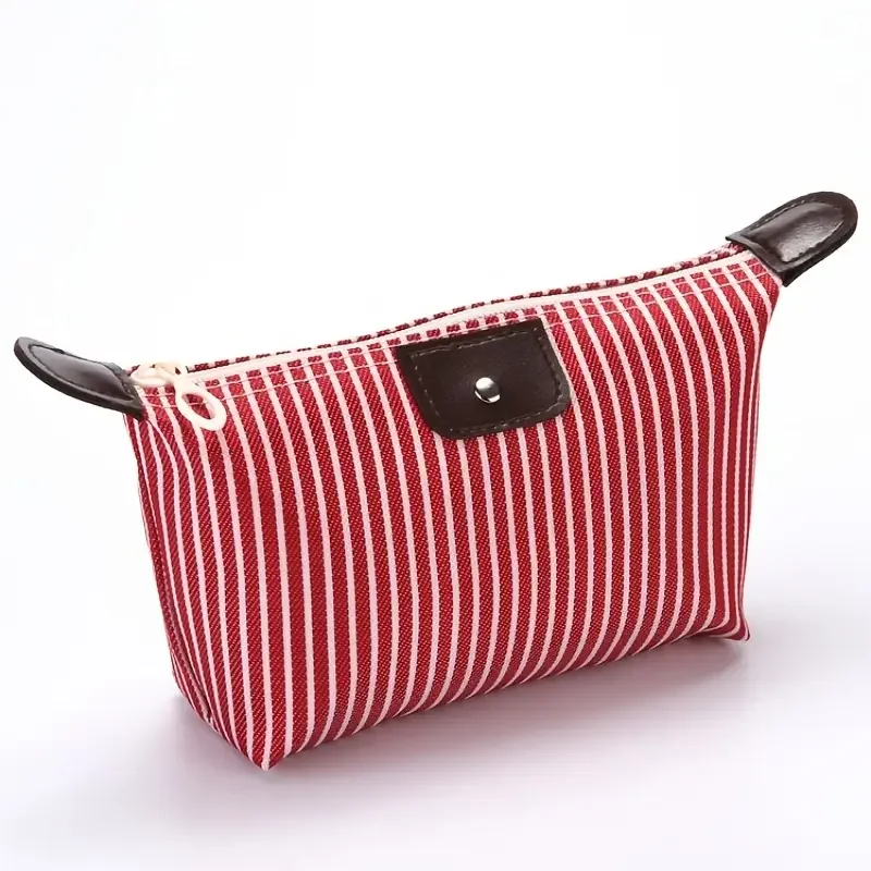 Striped Dumpling Makeup Bag, Large Capacity Foldable Cosmetic Bag, Travel Storage Bag